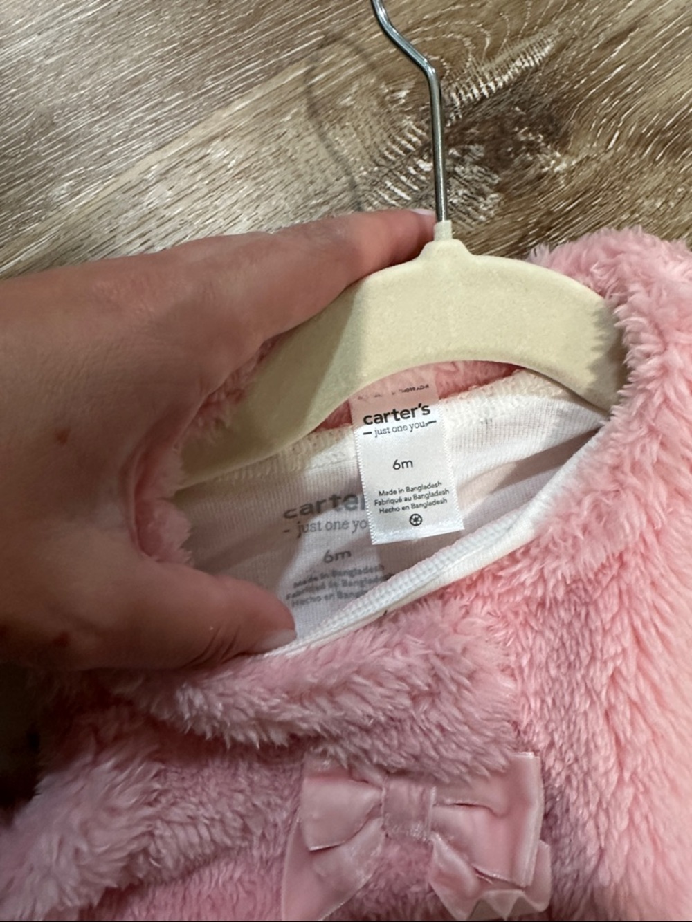 Pink Faux Fur Vest Over White Floral Long-Sleeve Onesie nwot never washed / worn - Picture 2 of 2